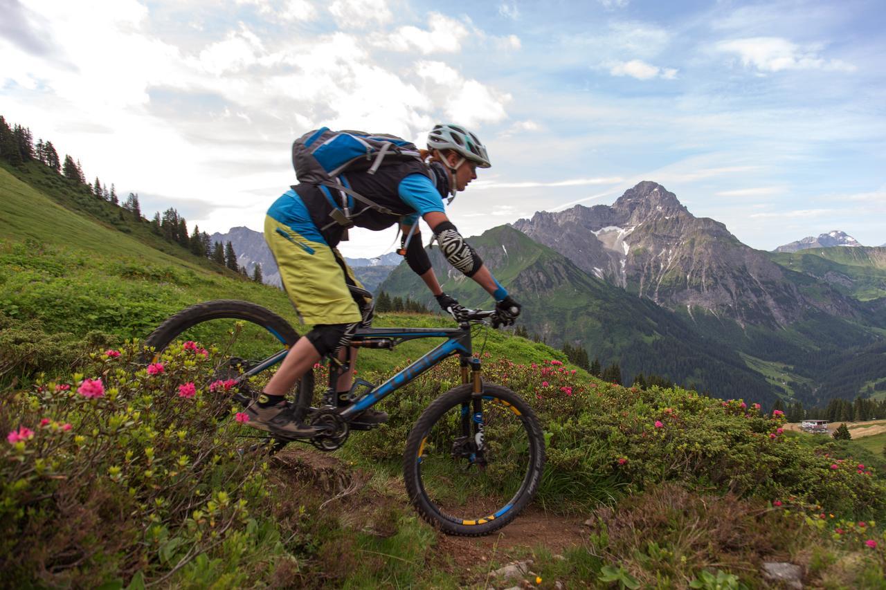 A-Rosa Ifen Hotel Kleinwalsertal ヒルシュエック エクステリア 写真 A mountain biker in the Alps